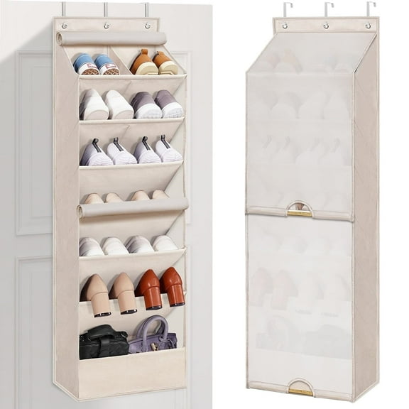 Large Deep Pocket Over the Door Shoe Organizer, Beige