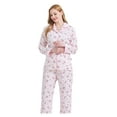 thumbnail image 4 of GLOBAL Womens Cotton Pajama Sets Long Sleeve Button Down Sleepwear Comfy Loungewear Soft Pjs Set Light Pink Tiny Floral XL, 4 of 7