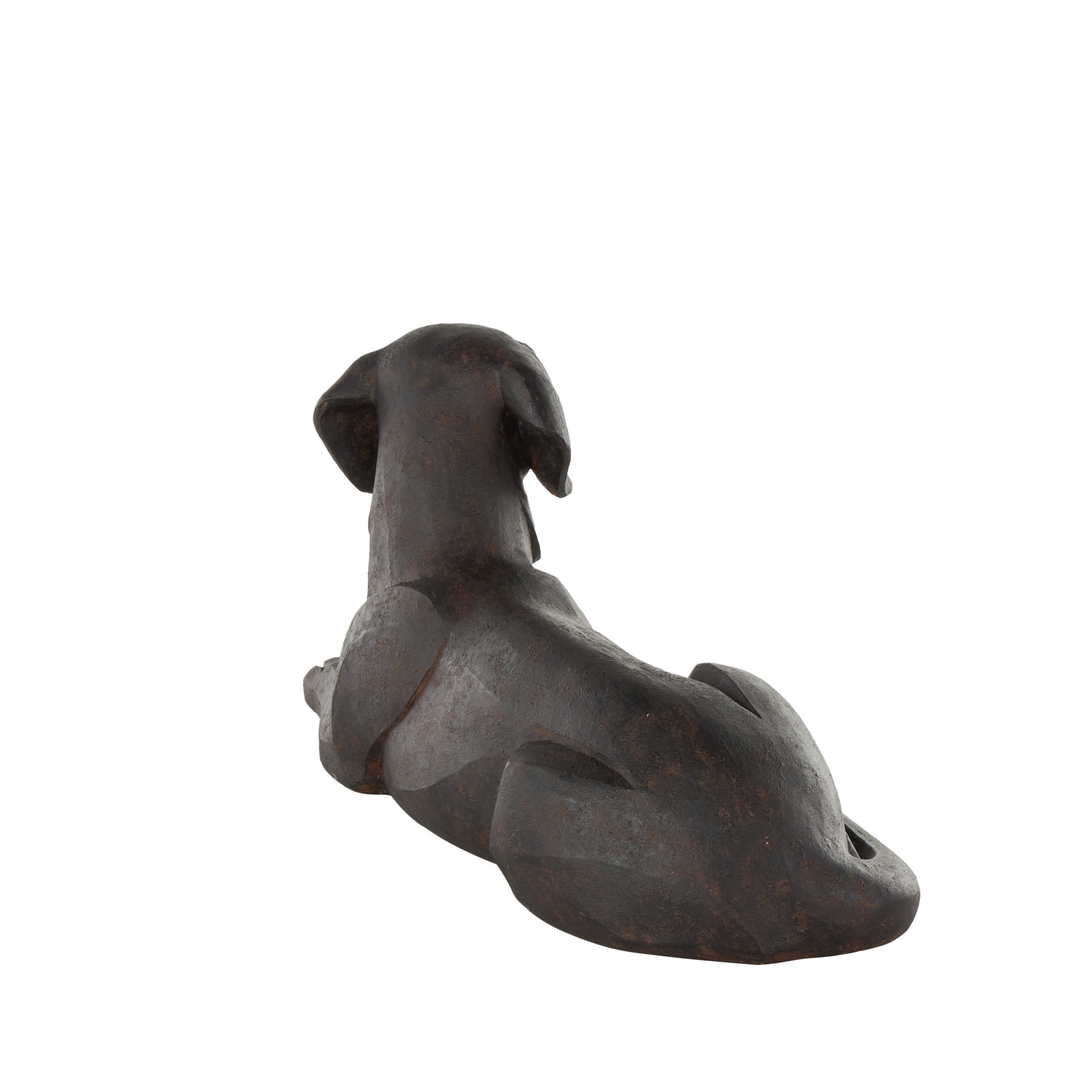 31" x 14" Black Resin Sitting Dog Sculpture with Copper Shadings, by DecMode