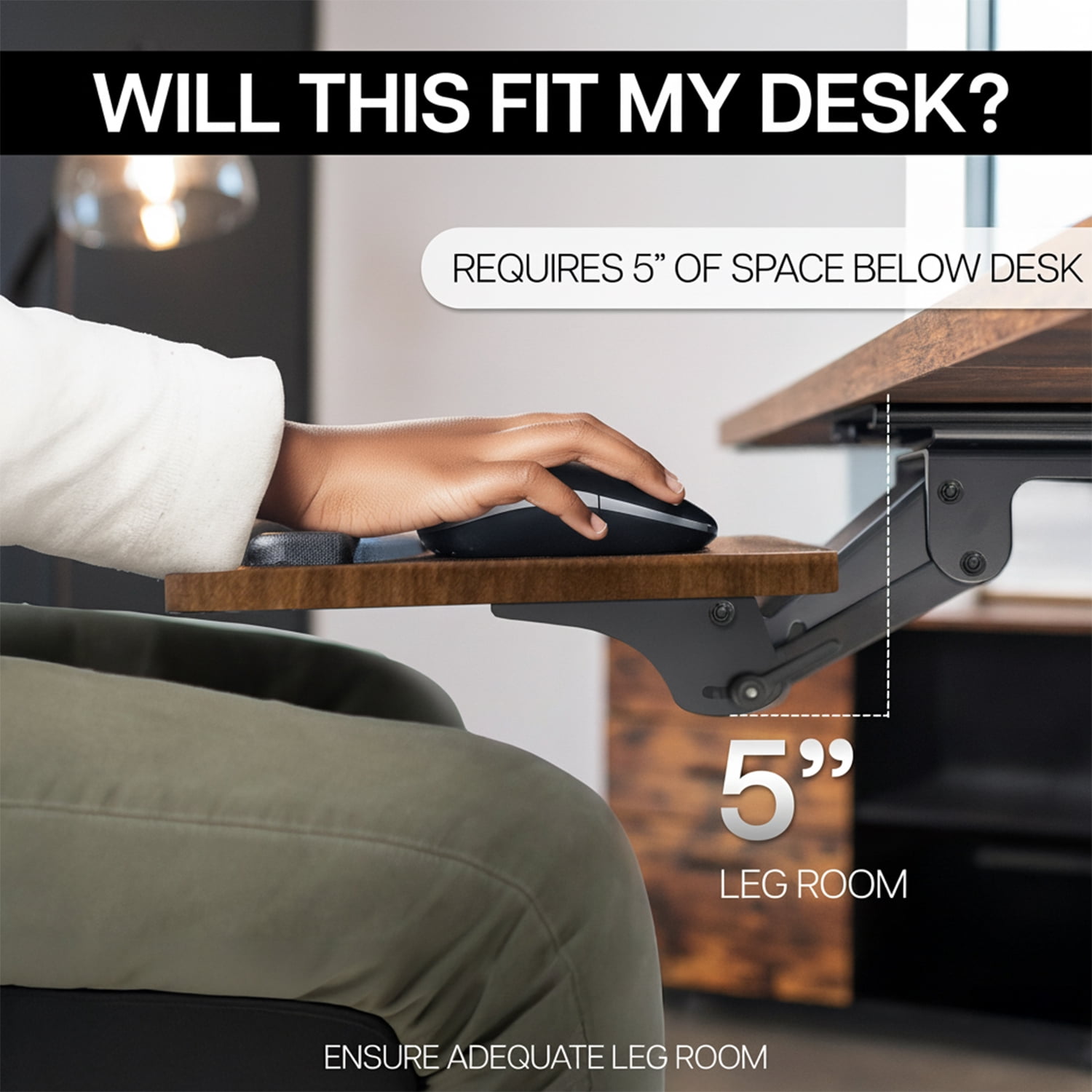 VIVO Rustic Vintage Brown Computer Keyboard & Mouse Tray, Under Table Desk Mount