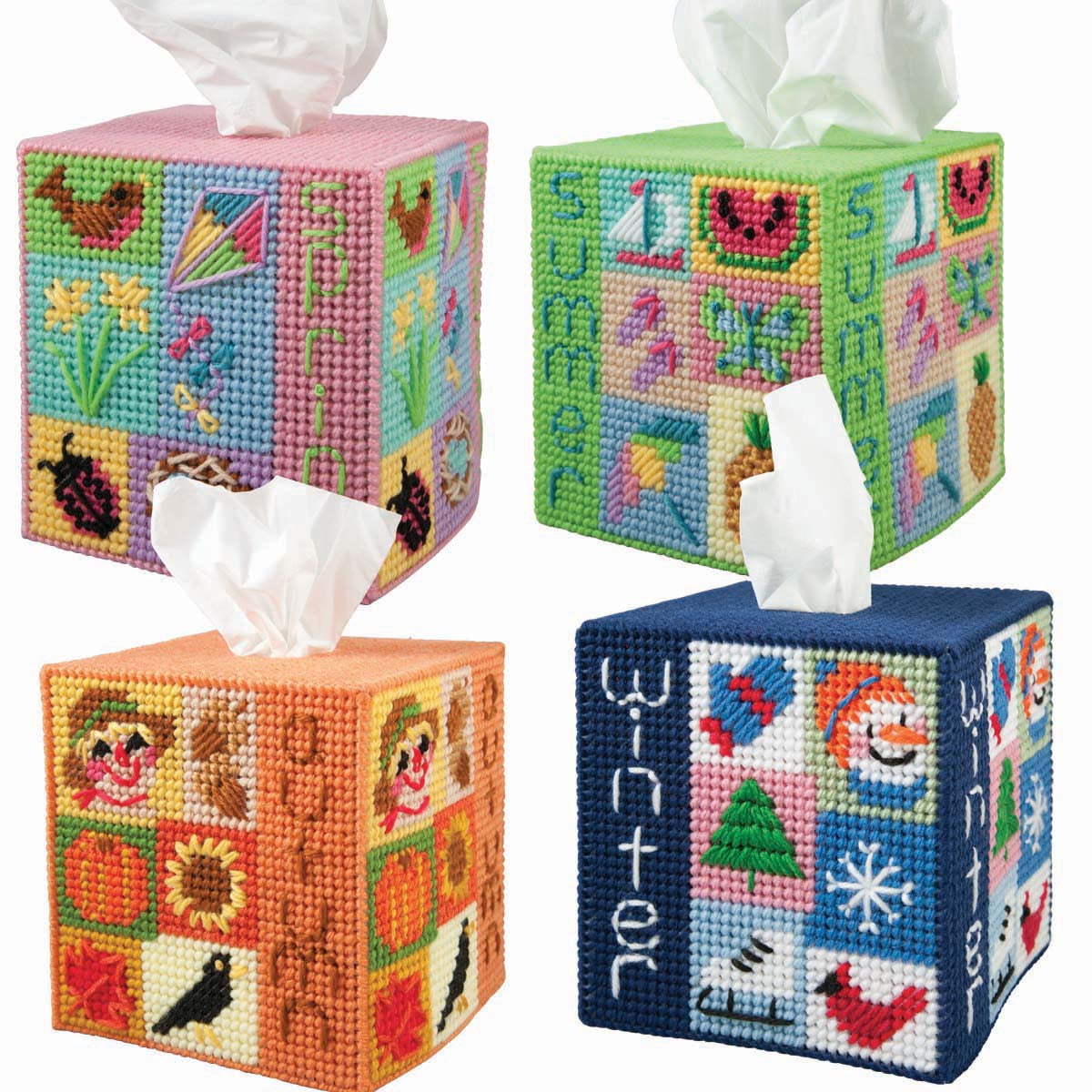 Herrschners® Four Seasons Tissue Boxes Plastic Canvas Kit