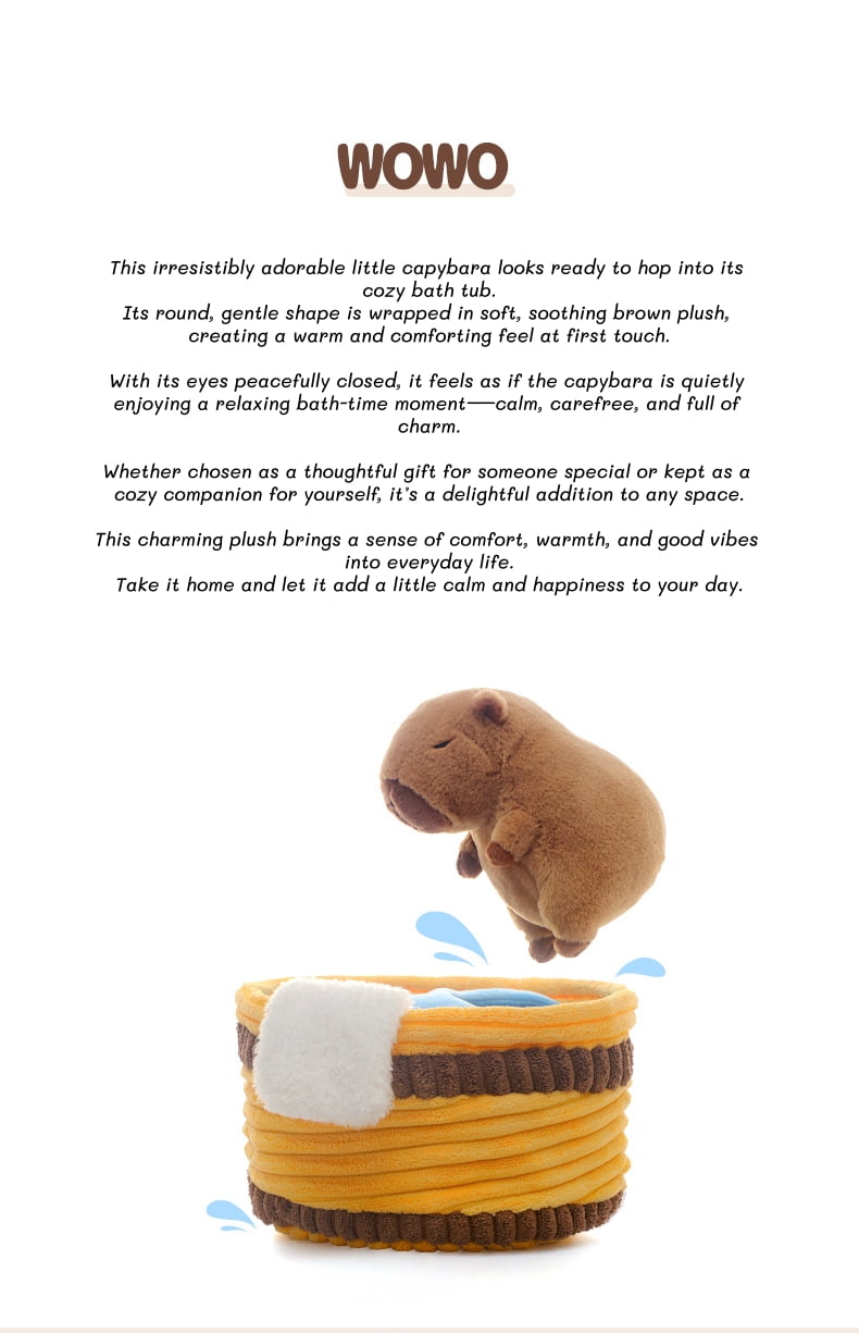 Chill Capybara Tub Plush, Bath Tub Capybara Stuffed Animal with Soft Plush Fabric, Cozy Decorative Plush, Relaxing Companion Gift