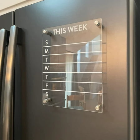 

Acrylic Weekly Calendar for Fridge Reusable Planner Whiteboard Fridge Calendar Fridge Accessories Fridge Sticker (Include 2Pens)