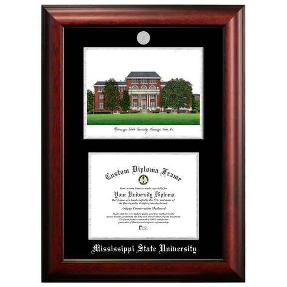 Campus Images MS997LSED-1185 11 x 8.5 in. Mississippi State University Silver Embossed Diploma Frame with Lithograph