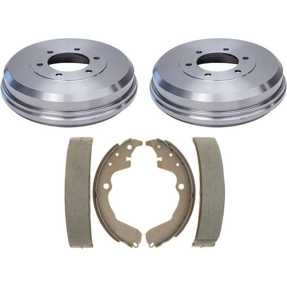 Rear Brake Pad Set and Brake Drum Kit - Compatible with 2003 - 2008 Toyota Matrix 2004 2005 2006 2007