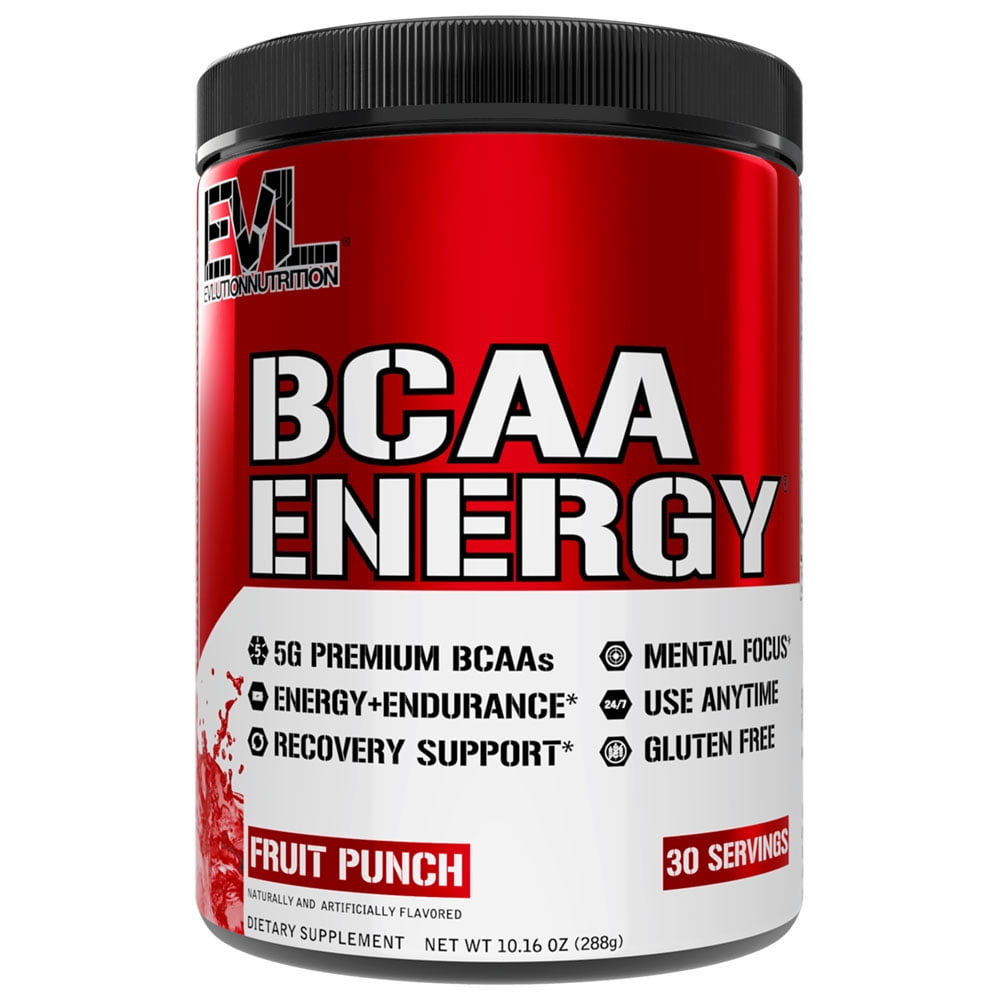 Evlution Nutrition BCAA Energy Powder, Fruit Punch, 30 Servings