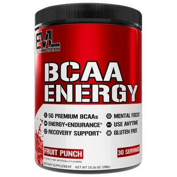 Evlution tion BCAA Powder for Pre Workout & Muscle Recovery, 30 Servings Fruit Punch