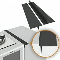 ACDANC Foldable Stove Gap Filler Kitchen Counter Range Guards 25Inch,Silicone Stove Gap Covers Electric Stoves Gap Filler Oven Side Sealing Strip Between Countertop and Stovetop Pack 2 (Black)