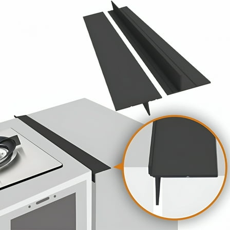 ACDANC Foldable Stove Gap Filler Kitchen Counter Range Guards 25Inch,Silicone Stove Gap Covers Electric Stoves Gap Filler Oven Side Sealing Strip Between Countertop and Stovetop Pack 2 (Black)