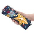 thumbnail image 4 of XMXT Leather Pencil Case, Colorful Starfish Blue Prints Large Capacity Pencil Pouch for Student Teens Women, 4 of 9