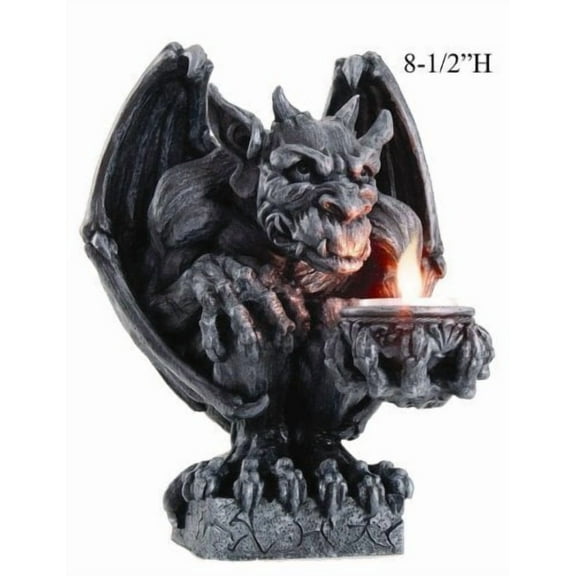 Gargoyle Candleholder Statue Cold Cast Resin Figurine by Pacific Giftware