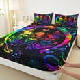 thumbnail image 3 of Castle Fairy Adults Female Men Abstract Gradient Skull Twin Sheet Sets 3pcs,Bohemian Starry Sky Twin Fitted Sheet Microfiber,Gothic Style Animal Breathable Flat Sheet,Ultra Soft Home Decor, 3 of 7