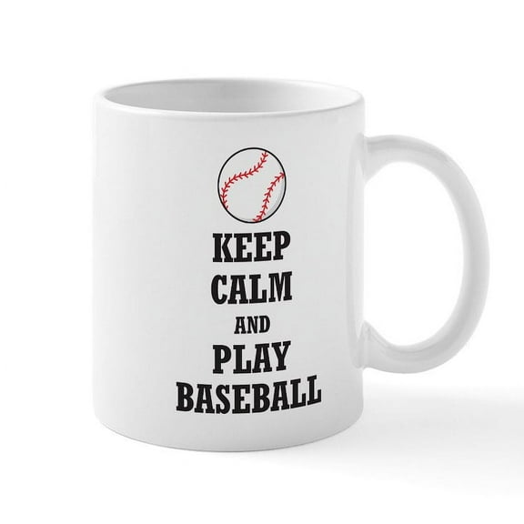 CafePress - Keep Calm And Play Baseball - 11 oz Ceramic Mug - Novelty Coffee Tea Cup