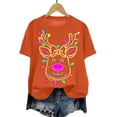 thumbnail image 5 of larppty Christmas Shirts for Women 2025,Christmas Reindeer Print Xmas Holiday Tees Cute Graphic Short Sleeve Tops (Orange, 3XL), 5 of 6