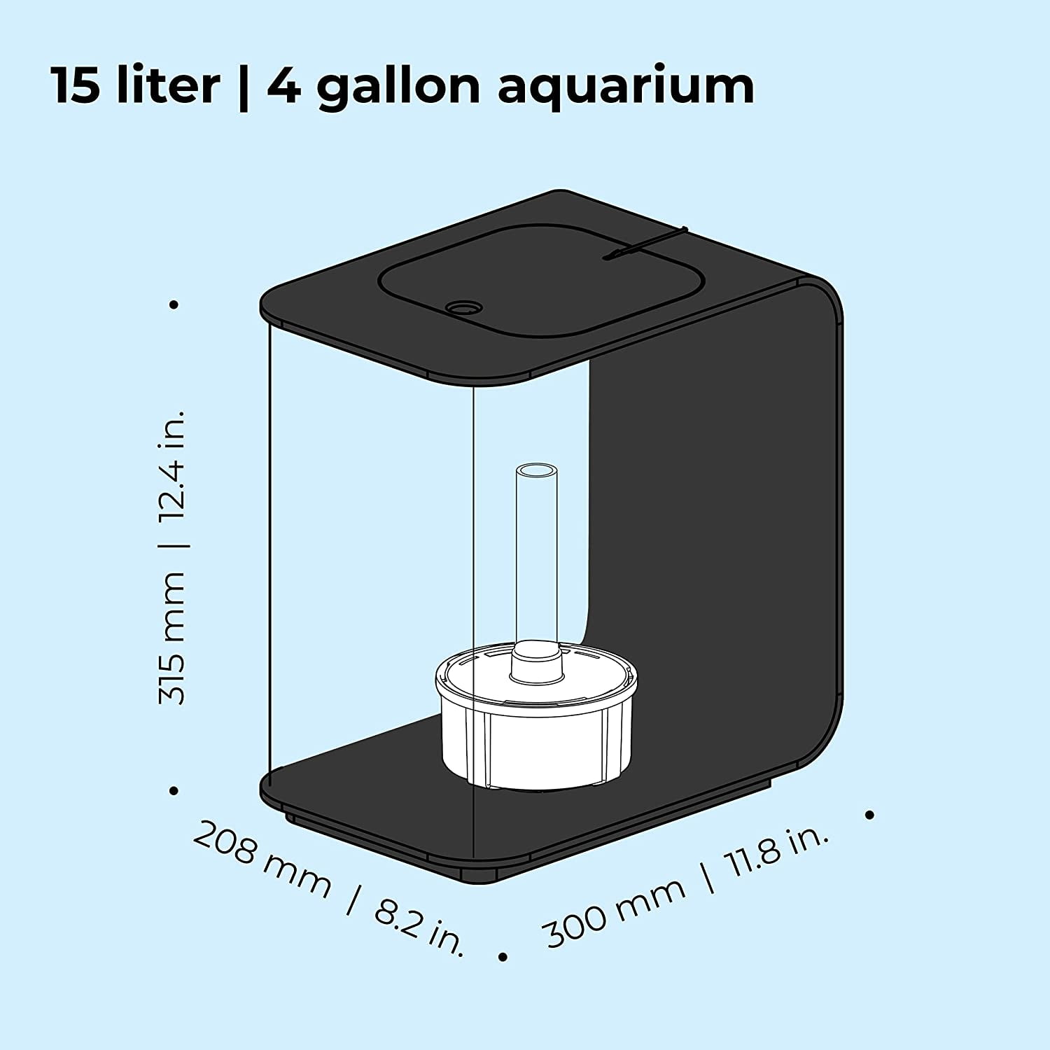 biOrb Flow 15 Aquarium with Standard Light - 4 Gallon, Black, Acrylic