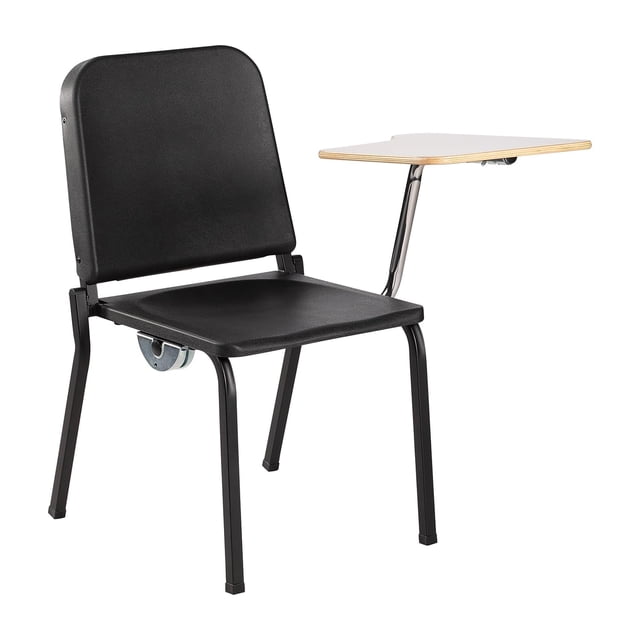 Pemberly Row Modern Wood Tablet Left Arm for Stack Chair in Gray Nebula
