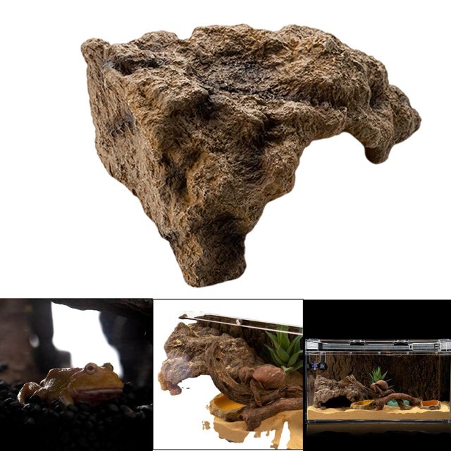 pitrice Simulation Reptile Hiding Cave Hole Adornment Artificial for Turtle Tortoise Large