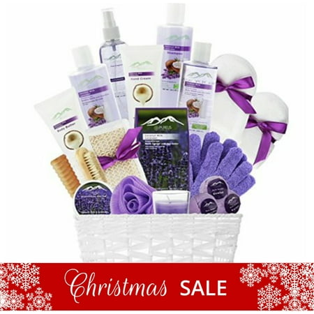 Gift Baskets Canada Spa - 20-Piece Luxury Bath & Body Spa Gift Set, Best Gift for Women! Lavender & Coconut Oils Spa Gift Basket for Women!