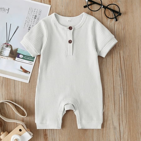 

Fopp Seller Baby Solid Color Baby Onesie Bag Butt Jacket Short Sleeved Climbing Suit White 60