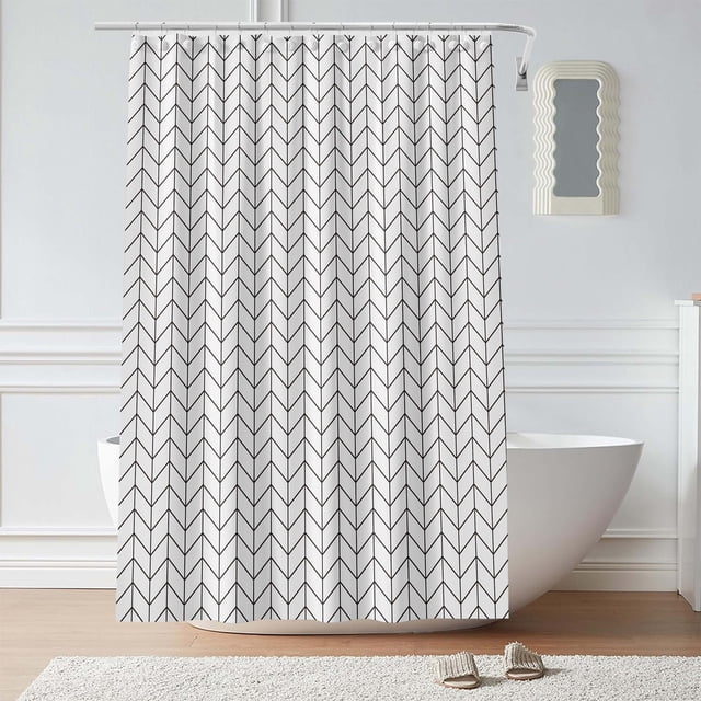 Cortina de ducha con estampado geométrico | Cortina de baño impermeable y antibacteriana | Diseño con ganchos perforados y ojales reforzados | 180 x 200 cm o 200 x 200 cm