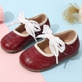 thumbnail image 4 of Toddler Girls Dress Shoes Mary Jane Flats School Uniform Oxfords Wedding Party Bow Flower Shoes Comfort Loafers Wine 30, 4 of 5