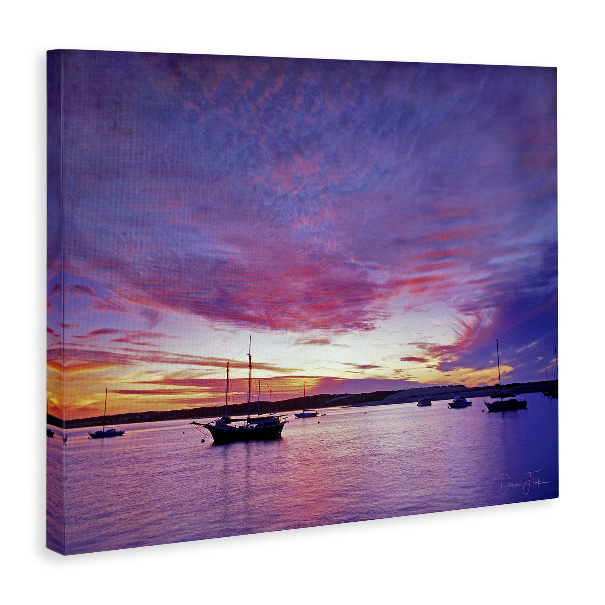 Stupell Industries Distant Boats at Sunset Transportation Photography Wrapped Canvas Art Print Wall Art, 40 x 30