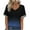 Blue, variant on KeFaWanJu Plus Size Women's Gradient Blouse V-Neck Short Sleeve Casual Loose Shirts
