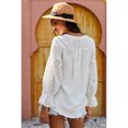 thumbnail image 3 of Women's White/Black/Sky Blue Rekindle Eyelet Button Down Top, 3 of 14