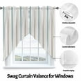thumbnail image 3 of Swag Curtains Valances for Windows, Beige Green Abstract Brushes Short Kitchen Window Curtains Over Sink, Modern Minimalist Striped Cafe Curtains Panel Set Of 2,Rod Pocket, 45 Inches Length, 3 of 8