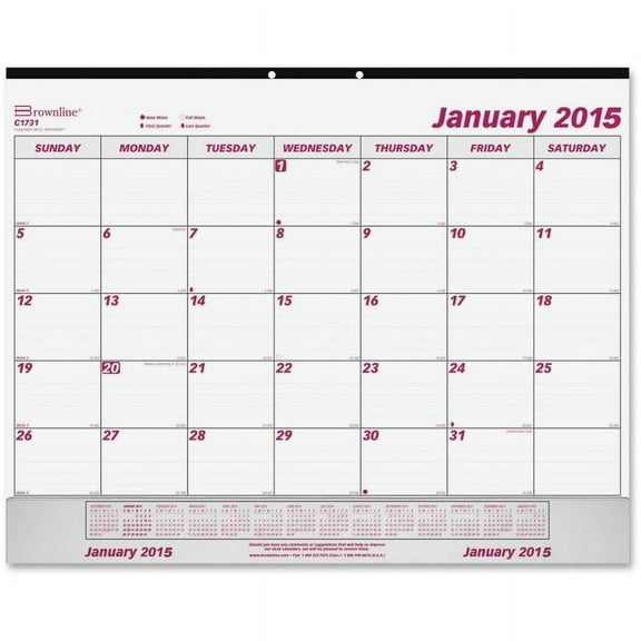 Rediform Vinyl Strip Monthly Desk Pad