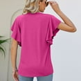 thumbnail image 4 of Lu's Chic Women's V Neck Shirt Ruffle Top Summer Cool Casual Loose Flutter Sleeve Cap Sleeve Tshirt Rose XX-Large, 4 of 4