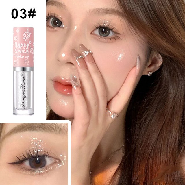 Sombra de ojos líquida brillante, resaltador de 8 colores, impermeable, perlado, brillante, lentejuela, maquillaje coreano qym unisex