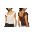 thumbnail image 6 of KelaJuan Women Summer Cap Sleeve T-Shirts Basic Floral Lace Party Crop Tops Blouse Clubwear, 6 of 6