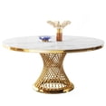 thumbnail image 2 of Heavenly Collection White Marble Dining Table with gold finish base, 2 of 4