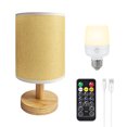 thumbnail image 1 of Wood & Fabric Table Lamp - Soft Light, 3 Color Temperatures, Rechargeable - Ideal for Study Room, Guesthouse & Decoration, 1 of 1