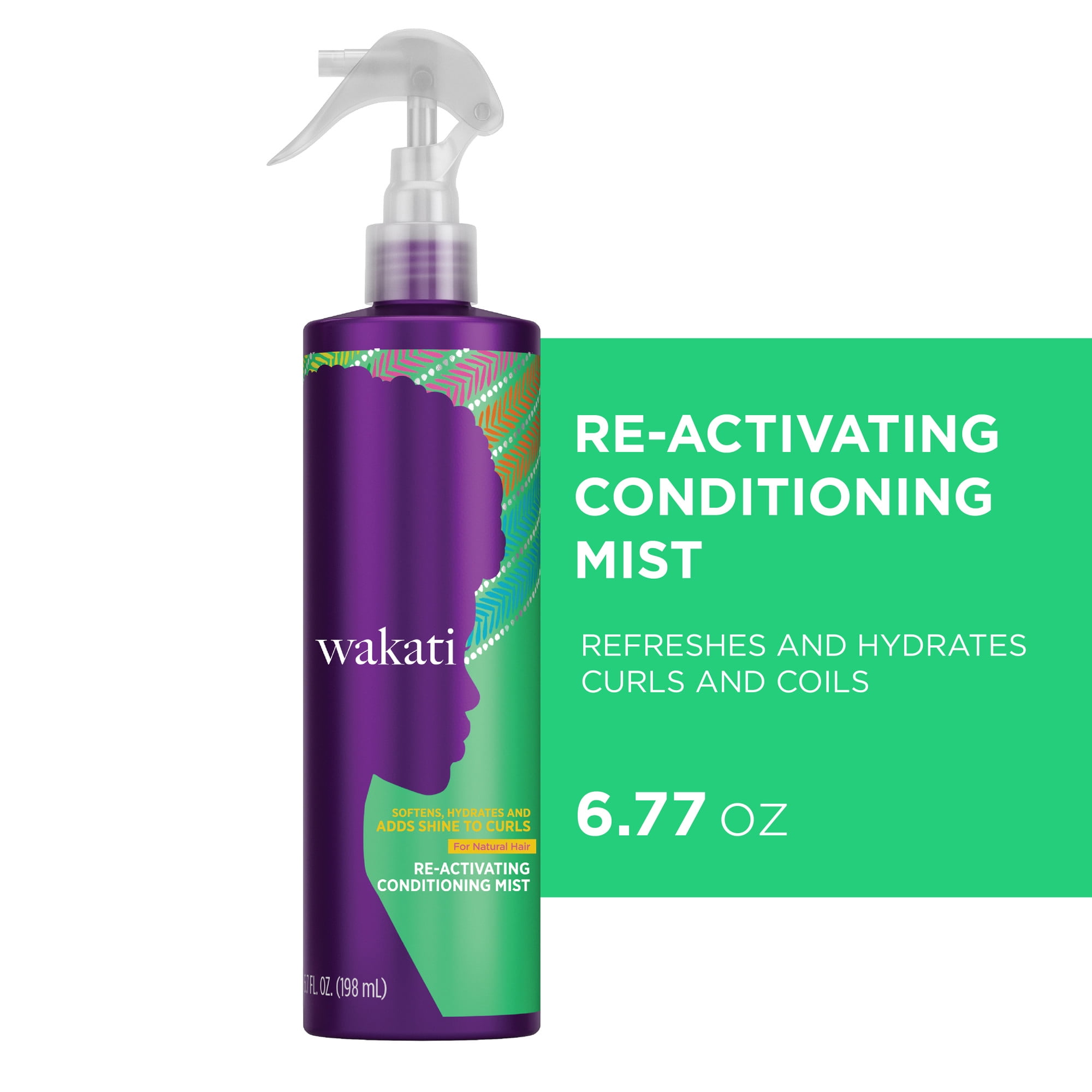 Wakati Non-Aerosol Leave-In Conditioning Mist for Natural Hair, SLES/SLS Sulfate-Free Conditioner Refreshes Hair, 6.77 fl oz