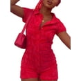 thumbnail image 3 of Biekopu Sexy Buttons Up Rompers Jumpsuit Women Tie Dye Homewear Outfits Lounge Wear Pajamas Shorts Playsuit Summer Bodysuit, 3 of 3