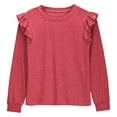 thumbnail image 5 of Linfrsh Long Sleeve Shirts for Girls Girls Long Sleeve Tees Girls' Soft T-Shirts Kids Basic Crewneck T-Shirts Top for Teen Youth Girls Red,11-12 Years, 5 of 5
