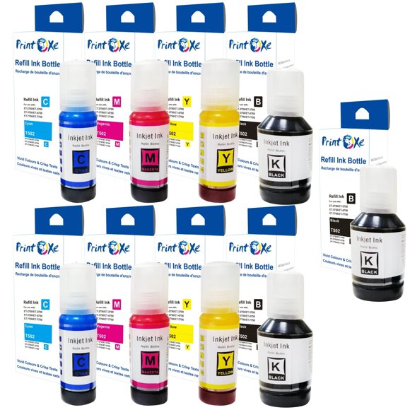 T502 Compatible Ink 9 Refill Bottles; 2 Sets plus Black For Epson ET 2700 2750 2760 2850 3700 3710 3750 3760 4700 4750 4760 4700 4750 4760 7700 7750 15000 and ST 2000 3000 4000
