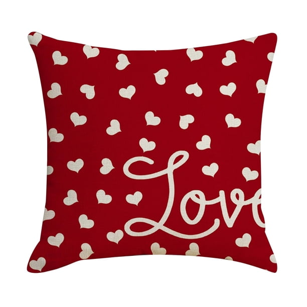 Fiudx Ofertas relámpago del día, solo en línea 2024 Nueva funda de almohada para el día de San Valentín, de lino, sucia, transpirable, para el hogar, sofá, L, funda de almohada para parejas
