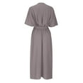 thumbnail image 4 of Gspmoly Robes Grande Taille pour Femmes aux Formes, Robe Longue Irrégulière Décontractée Unie à Lacets pour Femmes, Robes de Cocktail pour Femmes jusqu'à 70 % de Rabais, 4 of 5
