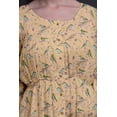 thumbnail image 2 of Bimba Robe Midi Boutonnée Orange Bleu Baies et Oiseau Flowerpecker pour Femmes Tunique à Manches Longues Haut Smocké - Grand, 2 of 7