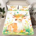 thumbnail image 2 of Castle Fairy Kawaii Animal Deer Twin Sheet Sets 3pcs for Kids Boys Girls,Spring Garden Flowers Butterflies Twin Fitted Sheet Microfiber,Cartoon Jungle Wildlife Breathable Flat Sheet, 2 of 7