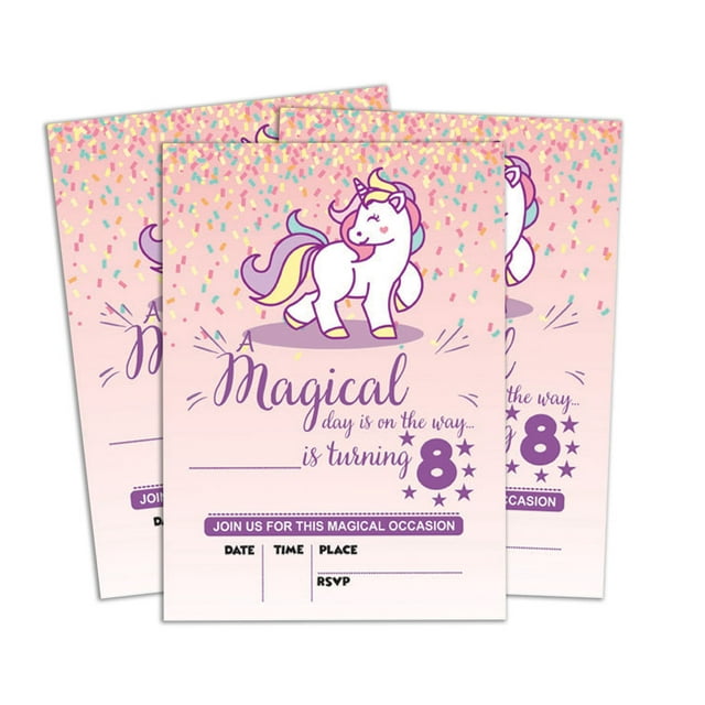 Darling Souvenir Pink Birthday Invitation Card Printable Elegant Fill or Write In Blank Party Invites 28 Pcs 5 x 7 Inches