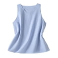 thumbnail image 2 of FDGIU Women's 2025 Summer V Neck Tank Tops - Sleeveless Flowy Blouse with Curved Hem, 2 of 6