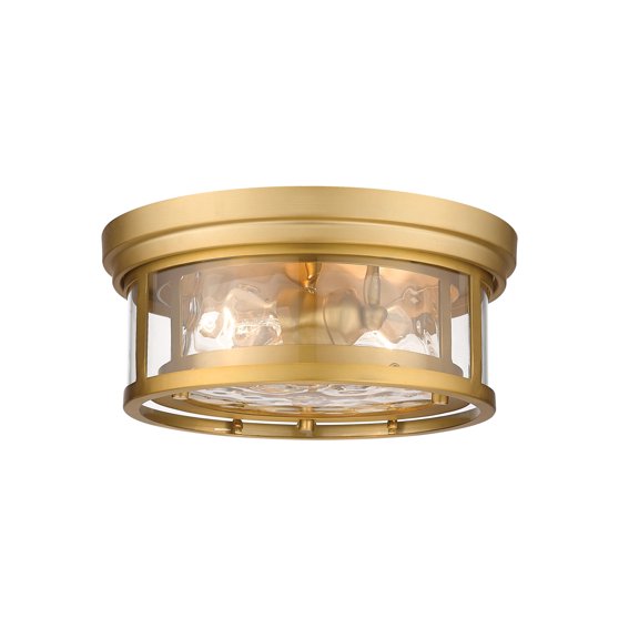 Z-Lite 493F2-OBR Clarion 2 Light 12" Wide Flush Mount Drum Ceiling Fixture - Brass