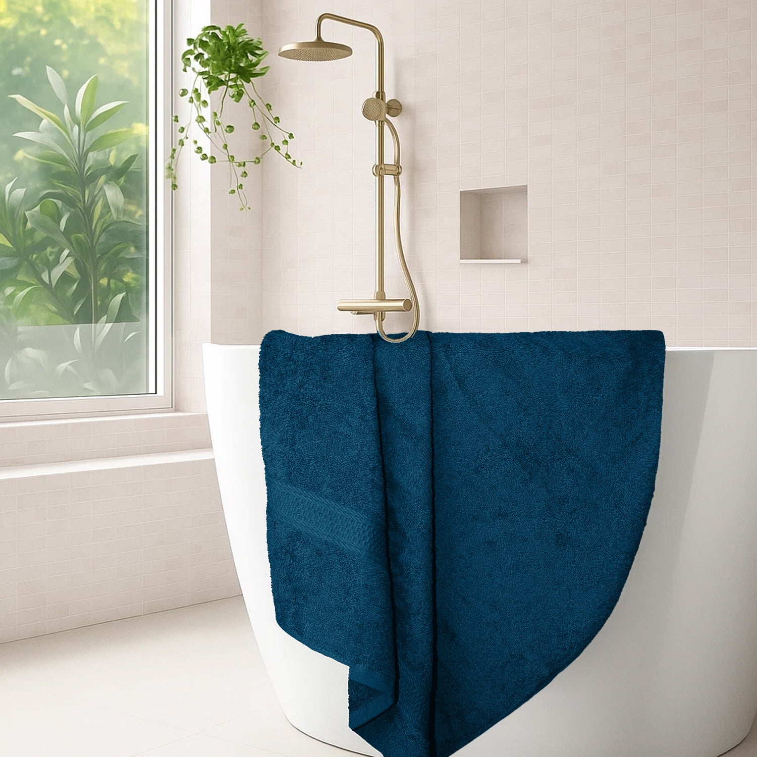 Dan River Bath Towel 4 Pack 27x54 in Ultra Soft Quick Drying Cotton Towel - Blue