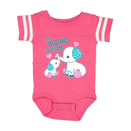 

Inktastic My Brother Loves Me-cute elephants Gift Baby Boy or Baby Girl Bodysuit