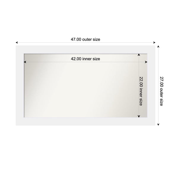 Amanti Art Custom Framed Wall and Bathroom Mirror (27 x 47 in.), Corvino White Frame