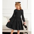 thumbnail image 3 of Arshiner Girls Dress Fall Boho Long Sleeve Shirred Smocked Tiered Party Dresses with Pockets, 3 of 6